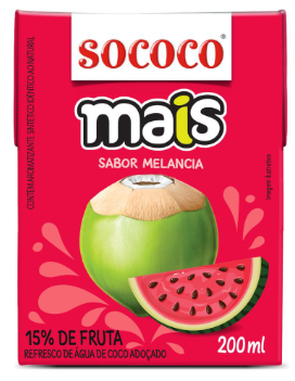 AGUA DE CÔCO SABOR MELANCIA SOCOCO 200ml