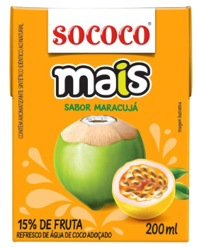 AGUA DE CÔCO SABOOR MARACUJÁ SOCOCO 200ml