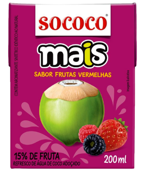 AGUA DE CÔCO SABOR FRUTAS VERMELHAS SOCOCO 200ml
